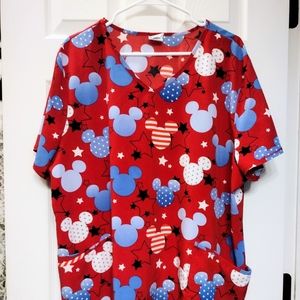 Disney American Mickey Size 2X Scrub Top